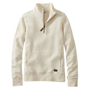 L.L.Bean Quilted Quarter-Zip Pullover Cream